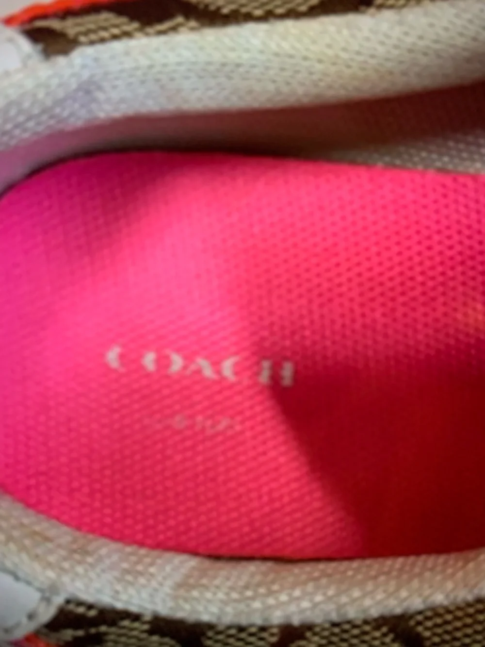 Coach Signature Monogram Sneakers with Pink & Orange Accents - Picture 7 of 9